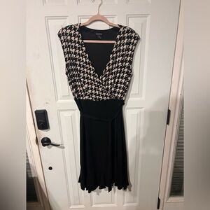 Glamour Black and Cream Houndstooth Midi Dress